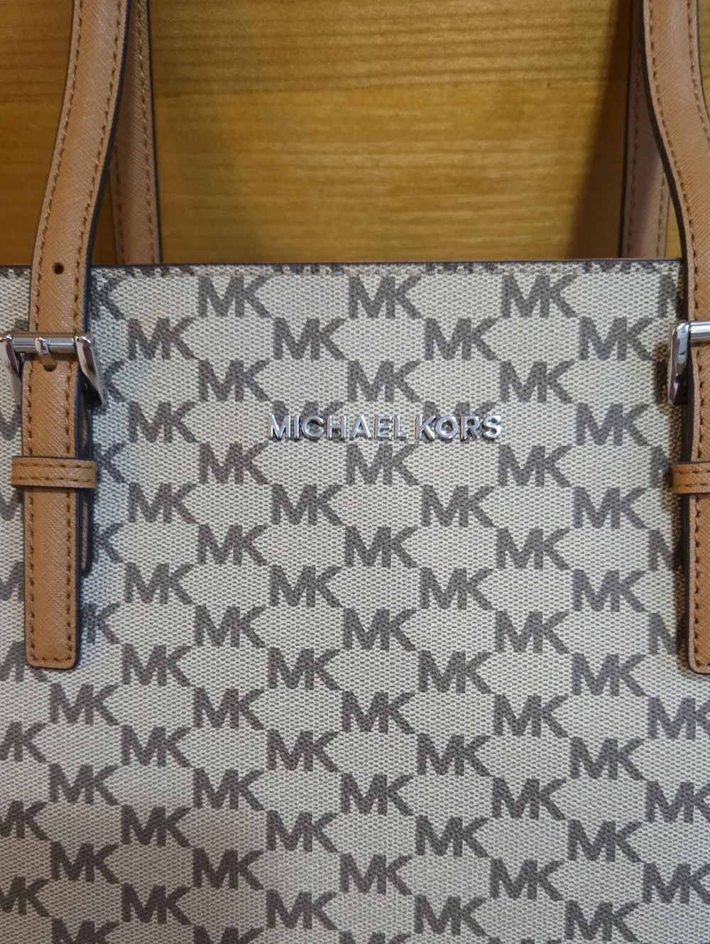Michael Kors Tan/Beige Signature MK Tote Bag - Picture 2 of 11